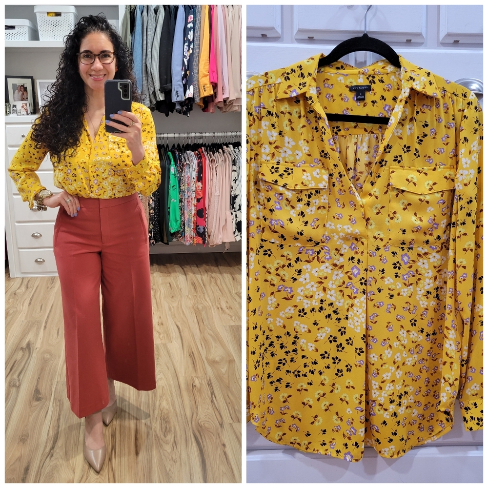 Ann Taylor Yellow Floral Blouse